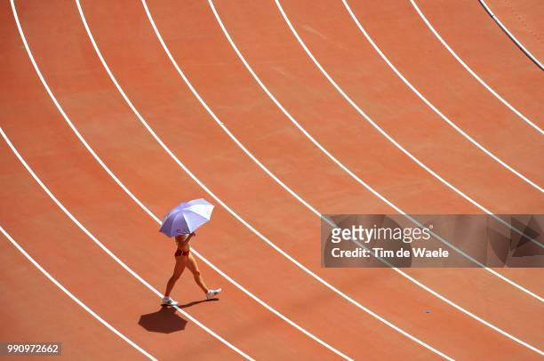Illustration Women Femmes Vrouwen 100 M, Umbrella Paraplui Paraplu, Sun Soleil Zon, Heat Chaud Warm, Athletics Atletiek Athletisme, Illustratie,...