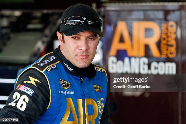 David Stremme, driver of the Air National Guard Ford, looks on in the garage during practice for the NASCAR Sprint Cup Series SHOWTIME Southern 500...