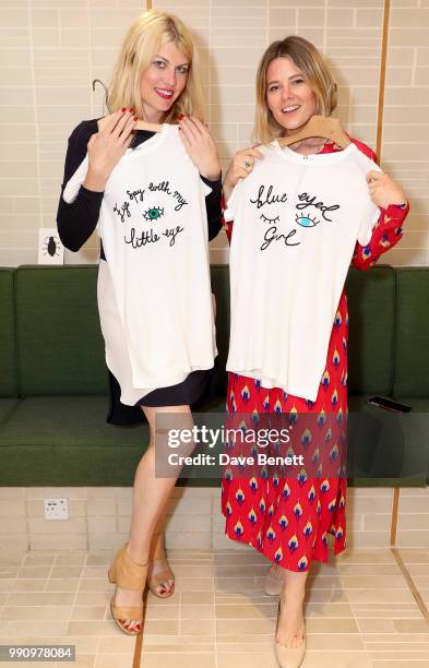 Meredith Ostrom and Tarka Russell attends Rotten Roach X Poppy Paper Cuts hosted by Marissa Montgomery at Selfridges on July 3, 2018 in London,...