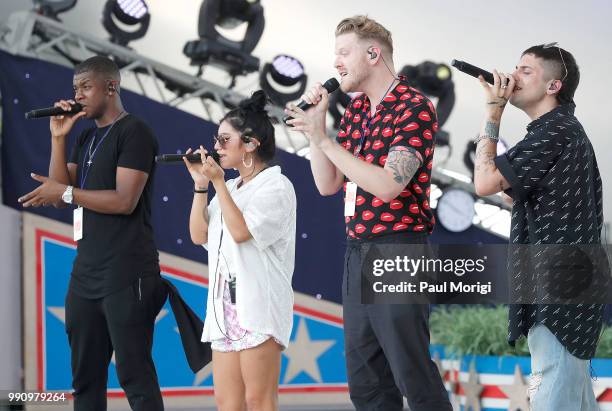 Three-time Grammy Award-winning and multi-platinum selling artist Pentatonix perform at the 2018 A Capitol Fourth rehearsals at U.S. Capitol, West...