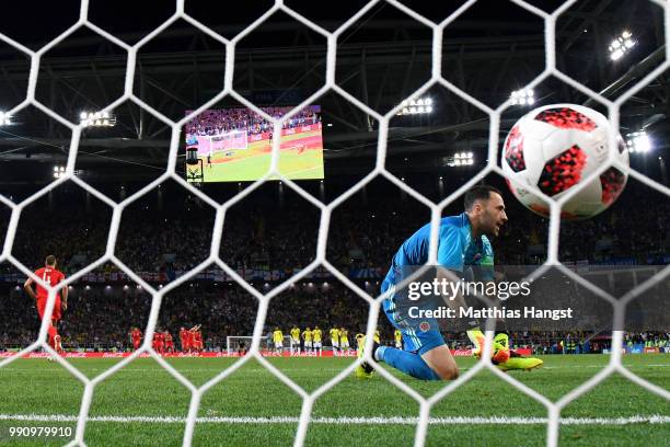 David Ospina of Colombia looks dejected as Eric Dier of England scores the winning penalty during the 2018 FIFA World Cup Russia Round of 16 match...