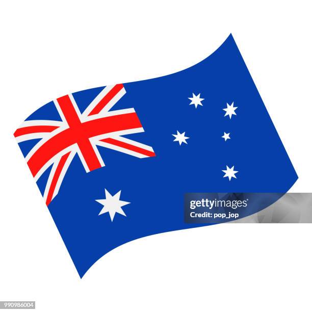australien - winken flaggensymbol vektor flach - australische flagge stock-grafiken, -clipart, -cartoons und -symbole