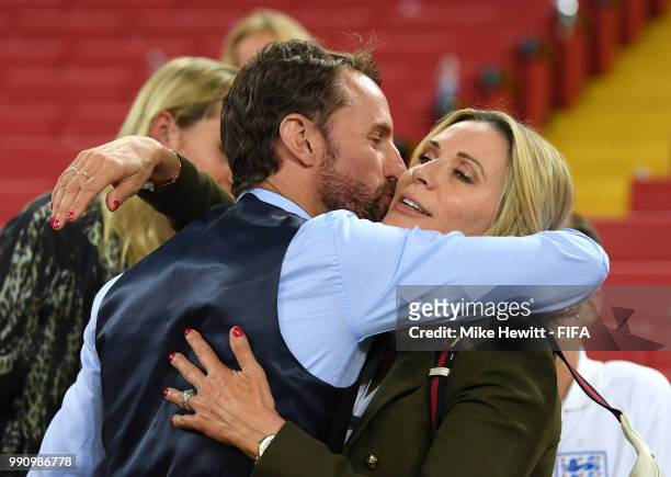 Gareth Southgate, Manager of England celebrates with his family following his sides victory in the 2018 FIFA World Cup Russia Round of 16 match...