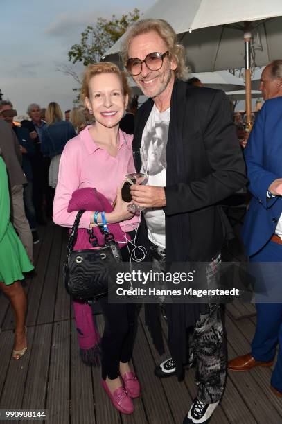 Actress Sunnyi Melles and Thomas Gottschalk attend the summer party at Hotel Bayerischer Hof on July 3, 2018 in Munich, Germany.