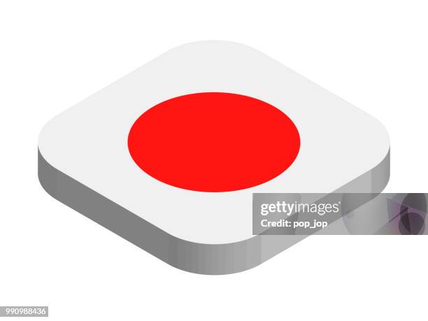 japan - isometric 3d flag vector flat icon - japanese flag stock illustrations