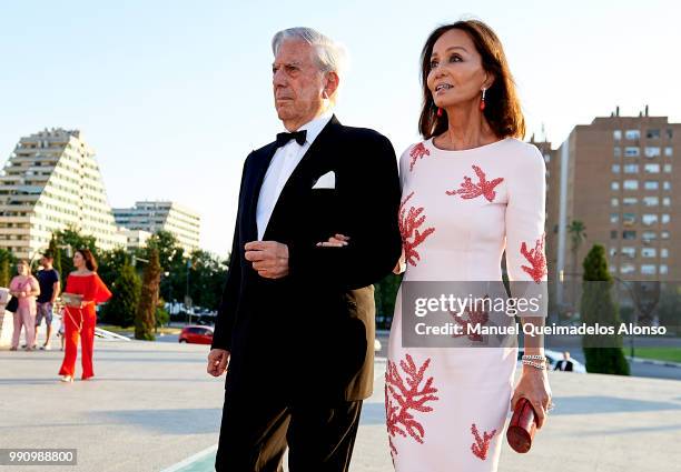 Mario Vargas Llosa and Isabel Preysler attend Arts, Sciences and Sports Telva Awards 2018 at Palau de Les Arts Reina Sofia on July 3, 2018 in...