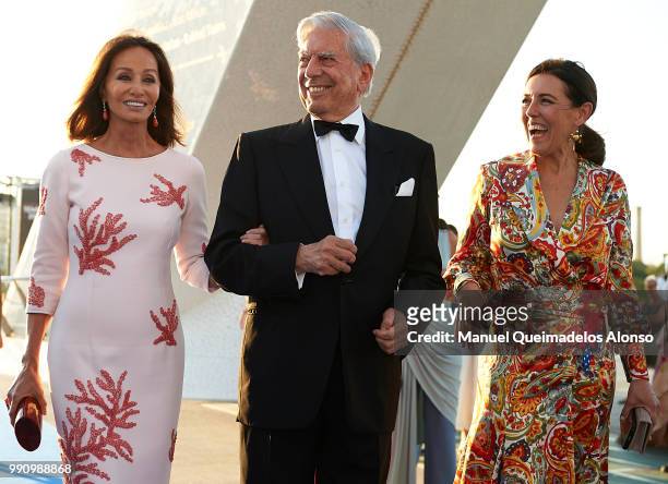 Mario Vargas Llosa and Isabel Preysler attend Arts, Sciences and Sports Telva Awards 2018 at Palau de Les Arts Reina Sofia on July 3, 2018 in...