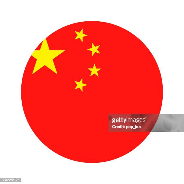 ilustrações, clipart, desenhos animados e ícones de china - redonda plana no ícone vector bandeira - bandeira chinesa