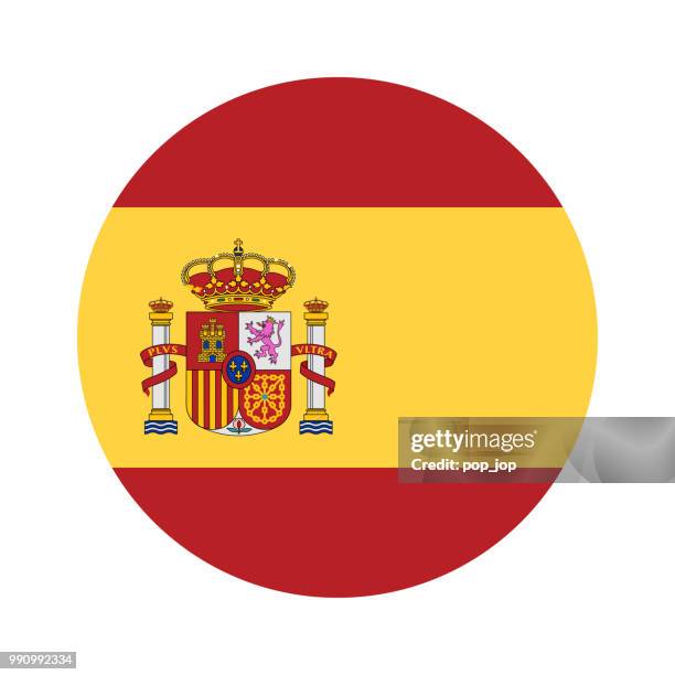 ilustraciones, imágenes clip art, dibujos animados e iconos de stock de españa - redondo bandera vector icono plana - all european flags