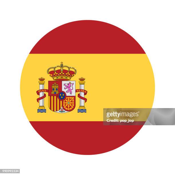 spain - round flag vector flat icon - spain stock illustrations