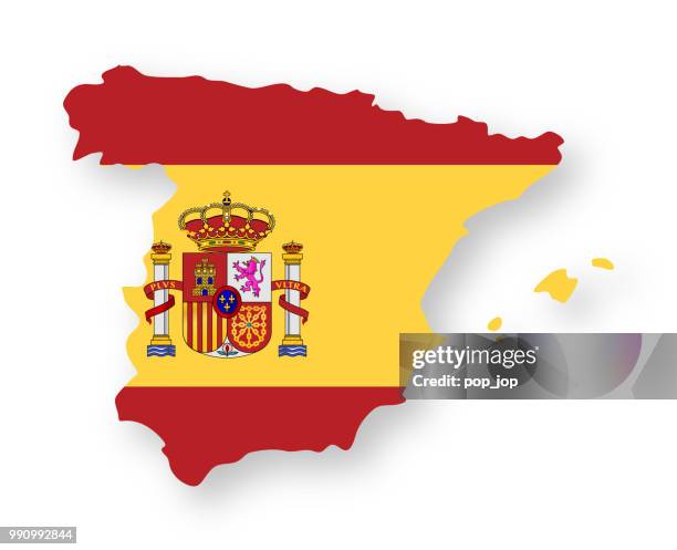 spanien - kontur land vektor flache flaggensymbol - national design awards stock-grafiken, -clipart, -cartoons und -symbole