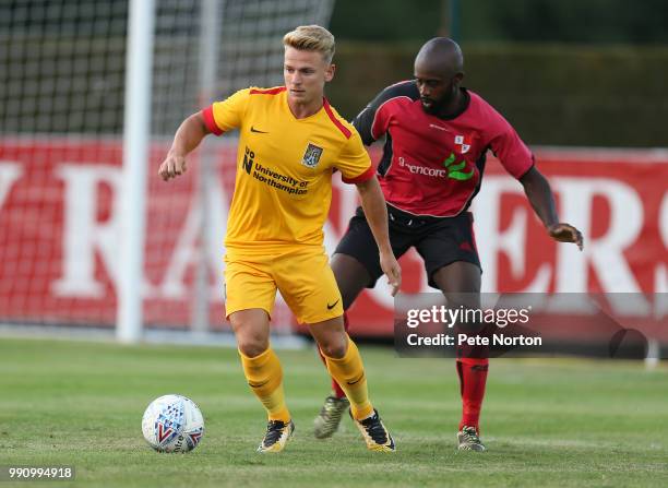 Sam Hoskins of Northampton Town in action during a Pre-Season Friendly match between Sileby Rangers and Northampton Town at Fernie Fields on July 3,...