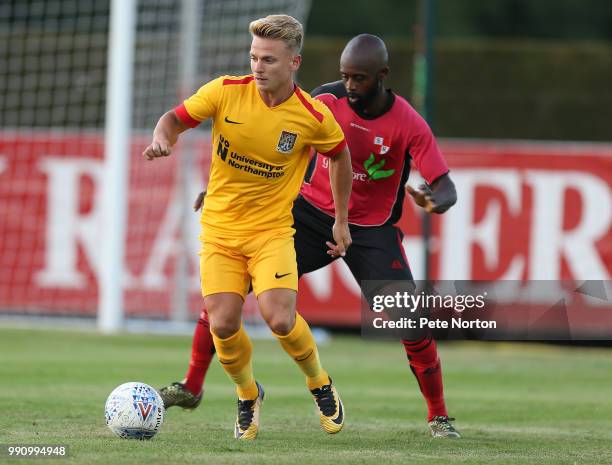 Sam Hoskins of Northampton Town in action during a Pre-Season Friendly match between Sileby Rangers and Northampton Town at Fernie Fields on July 3,...