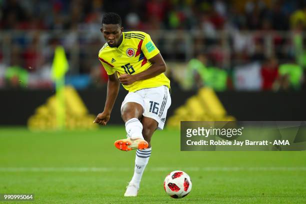 Jefferson Lerma of Colombia in action during the 2018 FIFA World Cup Russia Round of 16 match between Colombia and England at Spartak Stadium on July...