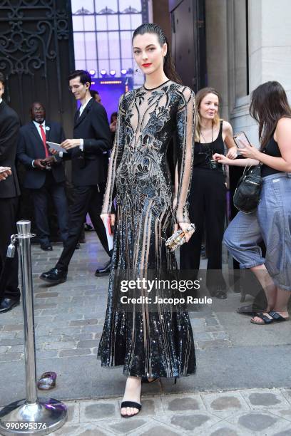 Vittoria Ceretti arrives at the 'Vogue Foundation Dinner 2018' at Palais Galleria on July 3, 2018 in Paris, France.