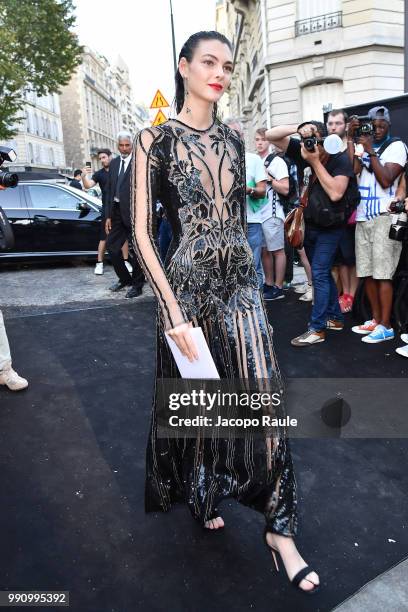 Vittoria Ceretti arrives at the 'Vogue Foundation Dinner 2018' at Palais Galleria on July 3, 2018 in Paris, France.