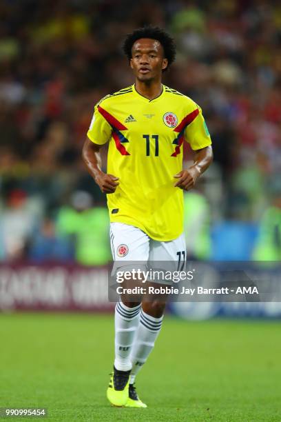 Juan Cuadrado of Colombia in action during the 2018 FIFA World Cup Russia Round of 16 match between Colombia and England at Spartak Stadium on July...