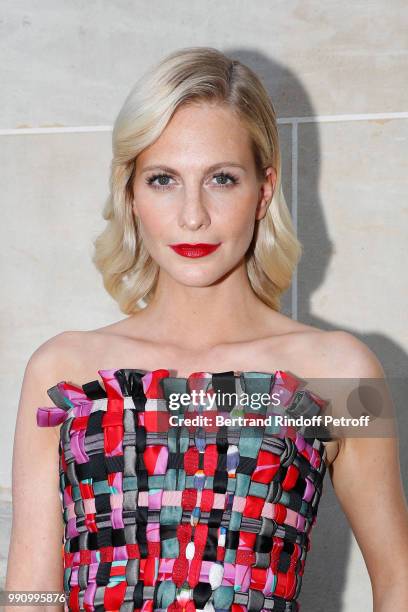 Poppy Delevingne attends the Giorgio Armani Prive Haute Couture Fall Winter 2018/2019 show as part of Paris Fashion Week on July 3, 2018 in Paris,...