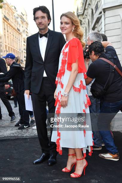 Natalia Vodianova and Antoine Arnault arrive at the 'Vogue Foundation Dinner 2018' at Palais Galleria on July 3, 2018 in Paris, France.