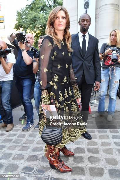 Chiara Mastroianni arrives at the 'Vogue Foundation Dinner 2018' at Palais Galleria on July 3, 2018 in Paris, France.