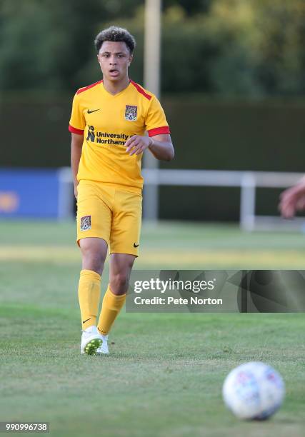 Camron McWilliams of Northampton Town in action during a Pre-Season Friendly match between Sileby Rangers and Northampton Town at Fernie Fields on...