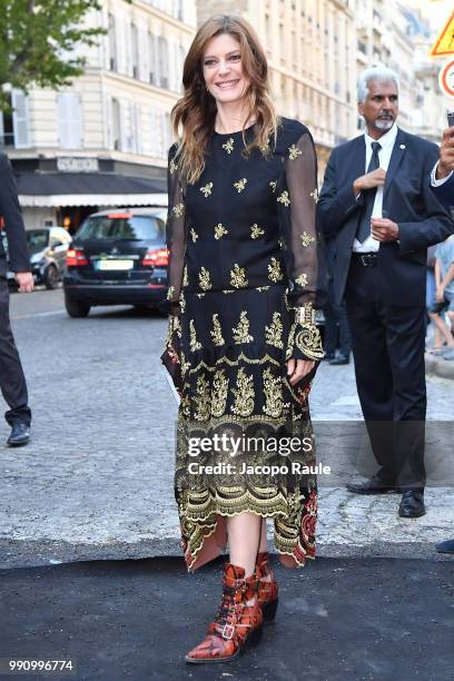 Chiara Mastroianni arrives at the 'Vogue Foundation Dinner 2018' at Palais Galleria on July 3, 2018 in Paris, France.