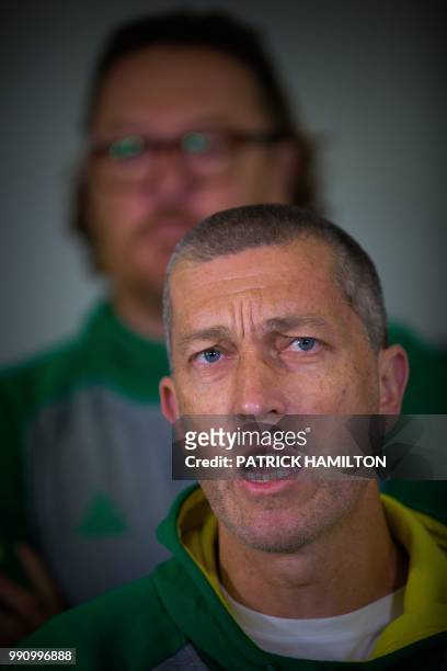Australian basketball head coach Andrej Lemanis speaks during a press conference at Brisbane airport on July 4 two days after their FIBA World Cup...