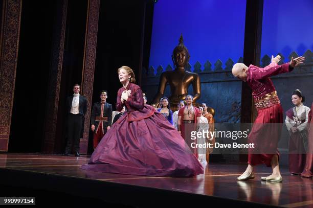 Kelli O'Hara and Ken Watanabe attend the press night performance of "The King And I" at The London Palladium on July 3, 2018 in London, England.
