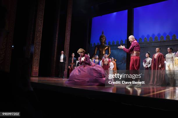 Kelli O'Hara and Ken Watanabe attend the press night performance of "The King And I" at The London Palladium on July 3, 2018 in London, England.