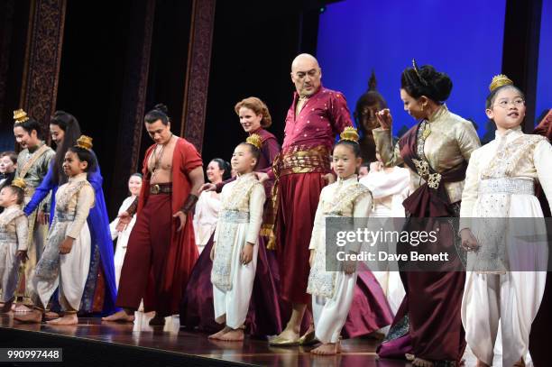 The cast bow at the press night performance of "The King And I" at The London Palladium on July 3, 2018 in London, England.