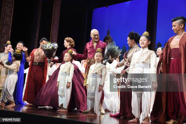 The cast bow at the press night performance of "The King And I" at The London Palladium on July 3, 2018 in London, England.