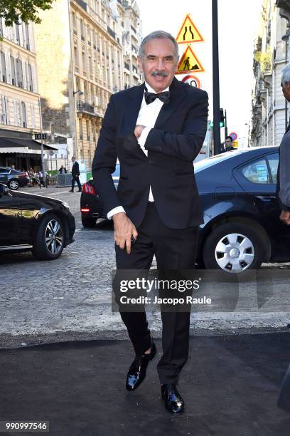 Carlo Capasa arrives at the 'Vogue Foundation Dinner 2018' at Palais Galleria on July 3, 2018 in Paris, France.