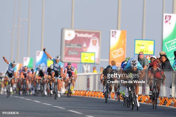 Tour Of Qatar 2012, Stage 1Arrival Sprint, Tom Boonen / Adam Blythe / Gert Steegmans / Francesco Chicchi / Celebration Joie Vreugde, Barzan Towers -...