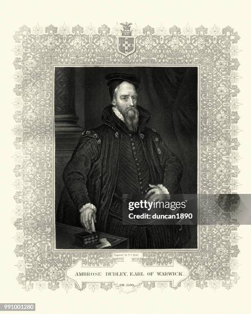 ilustraciones, imágenes clip art, dibujos animados e iconos de stock de ambrose dudley, 3ro earl de warwick - vestimenta-histórica