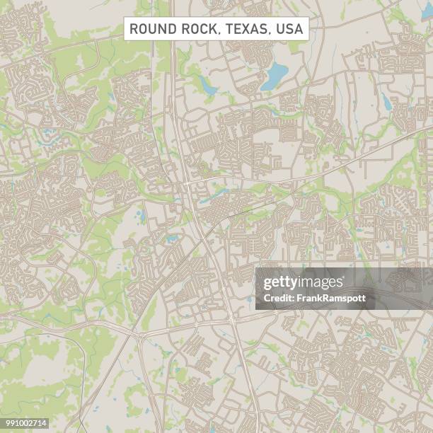 round rock texas us city street map - texas road stock illustrations