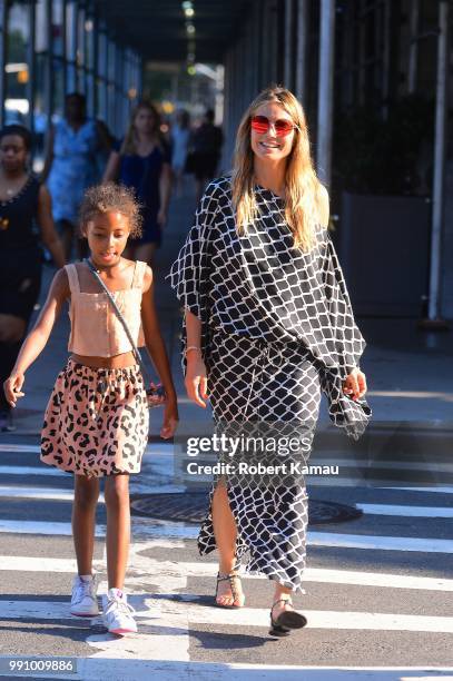 Heidi Klum and her daughter Lou seen out and about in Manhattan on July 2, 2018 in New York City.