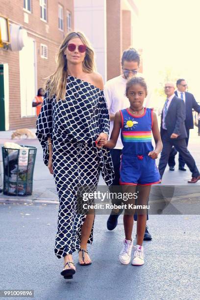 Heidi Klum and her daughter Lou seen out and about in Manhattan on July 2, 2018 in New York City.