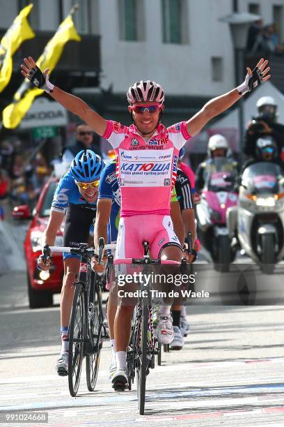 95Th Tour Of Italy 2012, Stage 17 Arrival, Joaquim Rodriguez Oliver Pink Jersey Celebration Joie Vreugde, Falzes, Pfalzen - Cortina D'Ampezzo / Giro...