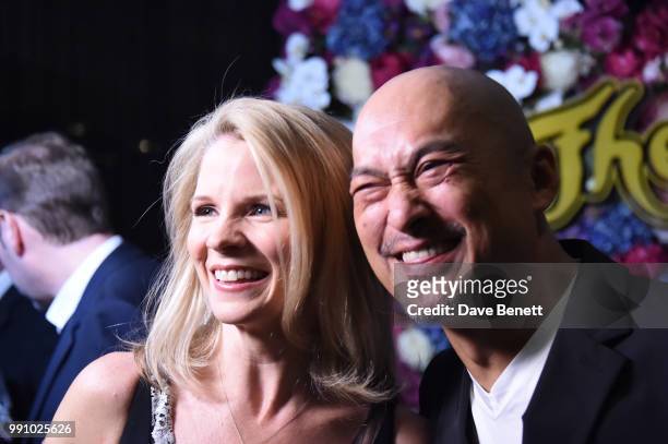 Kelli O'Hara and Ken Watanabe attend the press night after party for "The King And I" at Aqua on July 3, 2018 in London, England.