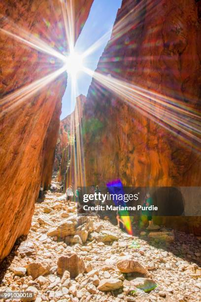 standley chasm as the sun passes overhead - fun northern territory stock pictures, royalty-free photos & images