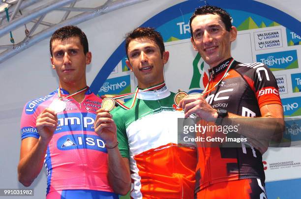 Italian Elite Time Trial Championships 2012Podium, Adriano Malori / Dario Cataldo / Marco Pinotti Celebration Joie Vreugde /Trento - Trento /...