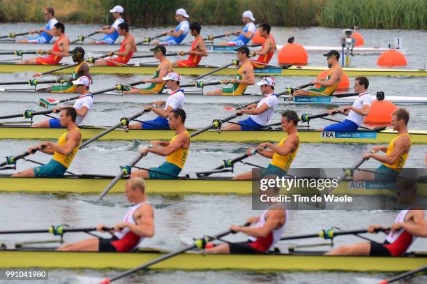 Londen Olympics 2012 : Rowinglightweight Men Four 4, Team France / Nicolas Moutton / Franck Solforosi / Thomas Baroukh / Fabrice Moreau / Eton Dorney...