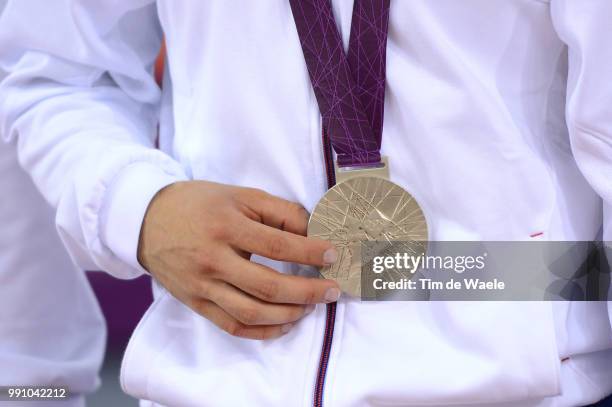 Londen Olympics, Track Cycling: Men Team Sprint Illustration Illustratie, Silver Medal Argent Zilver, Team France / Gregory Bauge / Michael D'Almeida...