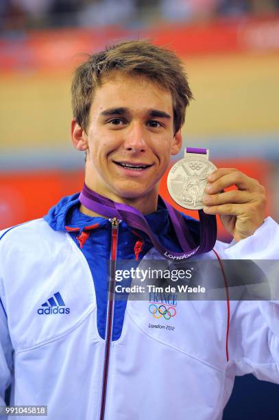 Londen Olympics, Track Cycling: Men Omniumpodium, Bryan Coquard Silver Medal Argent, Celebration Joie Vreugde, Hommes Mannen, Velodrome, London...