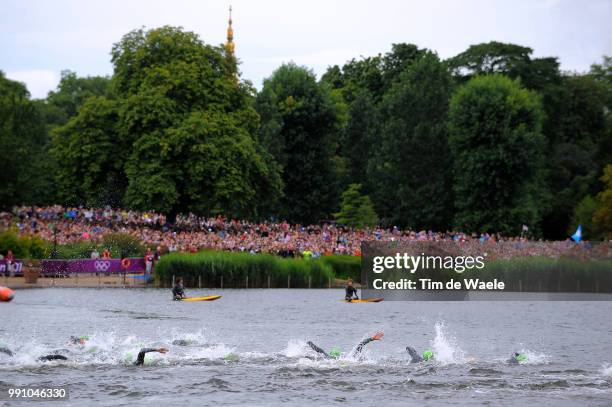 Londen Olympics, Triathlon : Men Illustration Illustratie, Swimming Natation Zwemmen, Landscape Paysage Landschap, Hyde Park, Hommes Mannen, London...