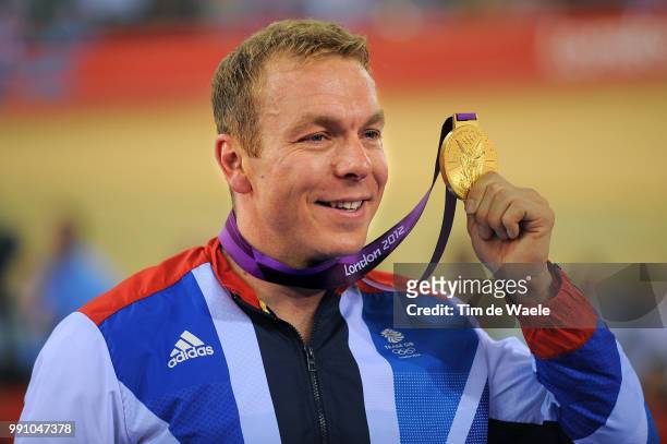 Londen Olympics, Track Cycling: Men Keirin Podium, Chris Hoy Gold Medal Celebration Joie Vreugde, Velodrome, Hommes Mannen, London Olympic Games Jeux...