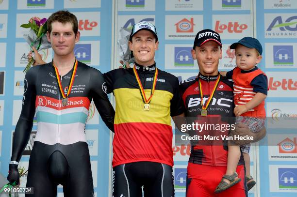 Belgian Time Trial Championships 2012 Podium/ Ben Hermans / Kristof Vandewalle / Philippe Gilbert + Alan , Celebration Joie Vreugde, Lac De Leau...