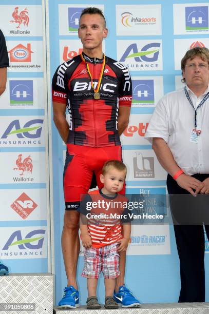 Belgian Time Trial Championships 2012 Podium/ Philippe Gilbert + Alan / Celebration Joie Vreugde, Lac De Leau Dheure - Lac De Leau Dheure /Championat...