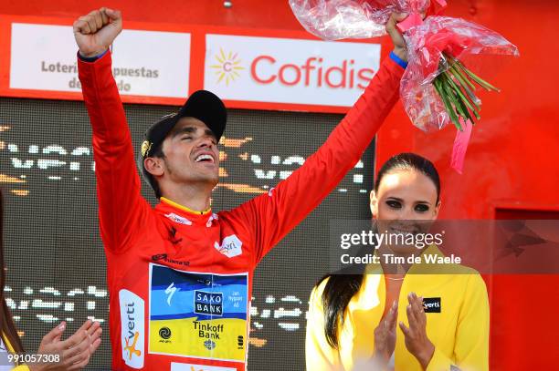 67Th Tour Of Spain 2012, Stage 20 Podium, Alberto Contador Red Leader Jersey, Celebration Joie Vreugde, La Faisanera Golf - Bola Del Mundo 2247M /...