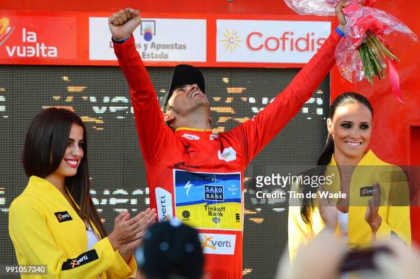 67Th Tour Of Spain 2012, Stage 20 Podium, Alberto Contador Red Leader Jersey, Celebration Joie Vreugde, La Faisanera Golf - Bola Del Mundo 2247M /...